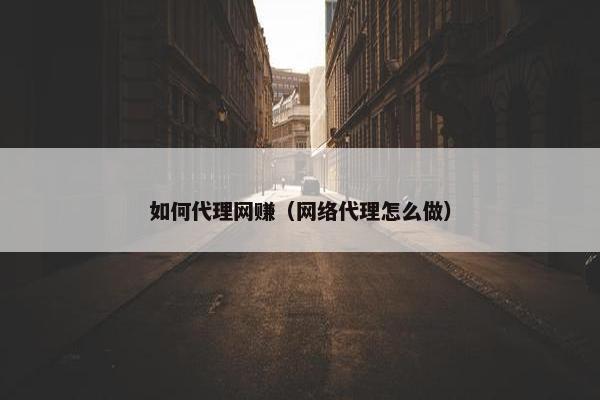 如何代理网赚（网络代理怎么做）