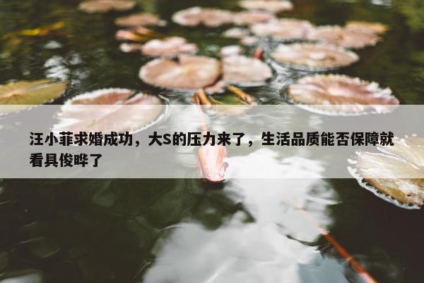 汪小菲求婚成功，大S的压力来了，生活品质能否保障就看具俊晔了