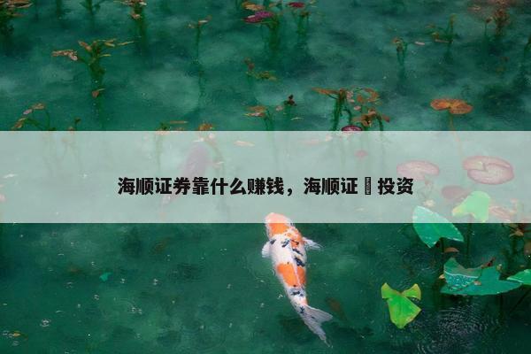 海顺证券靠什么赚钱，海顺证劵投资