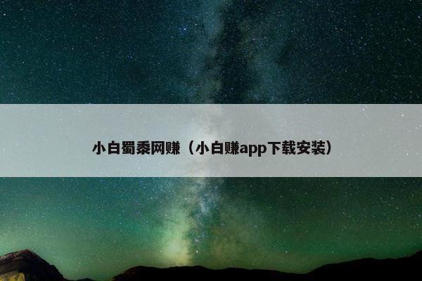 小白蜀黍网赚（小白赚app下载安装）