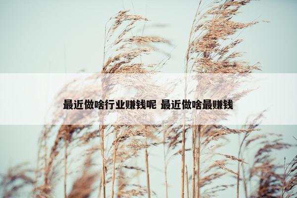 最近做啥行业赚钱呢 最近做啥最赚钱