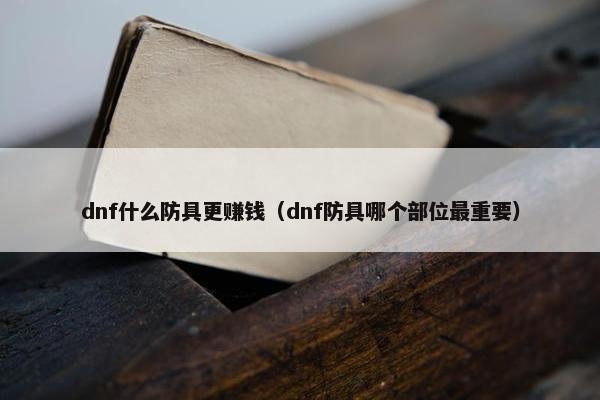 dnf什么防具更赚钱（dnf防具哪个部位最重要）