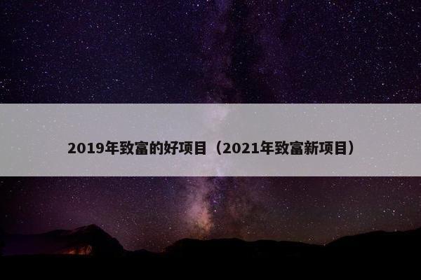 2019年致富的好项目（2021年致富新项目）