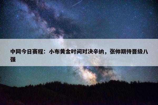 中网今日赛程：小布黄金时间对决辛纳，张帅期待晋级八强