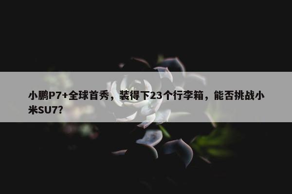 小鹏P7+全球首秀，装得下23个行李箱，能否挑战小米SU7？