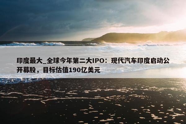 印度最大_全球今年第二大IPO：现代汽车印度启动公开募股，目标估值190亿美元